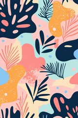 Abstract Tropical Floral Pattern Background Design Pastel Colors Summer Vibe