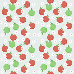 Vector Seamless Pattern with apples and flowers related to wallpaper background or wrapping paper.