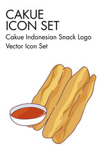 Cakwe indonesian snack logo vector Icon set