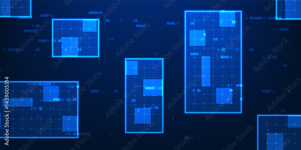 Poster abstract background of digital scanning technology. rectangle frame representing data capture, scann