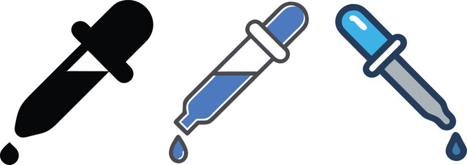 Dropper Icon Set - Laboratory and Chemistry Vector Design