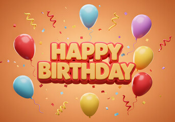 Obraz premium Happy Birthday! Colorful Balloons & Confetti