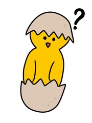 illustration of cartoon egg with chick
