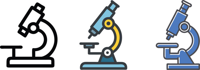 Microscope Icons Set - Science Research Lab Vector Design