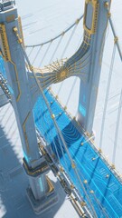 Obraz premium Futuristic Suspension Bridge with Blue Light Pathway