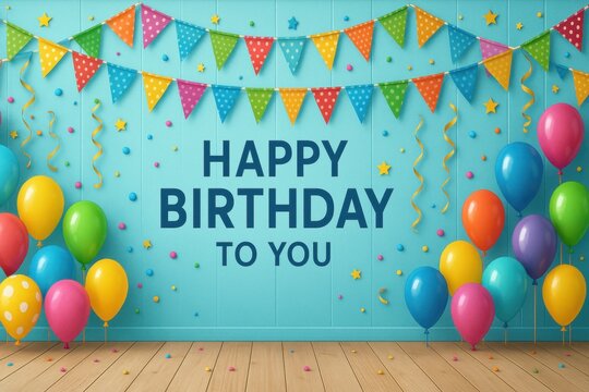 Colorful birthday party celebration with balloons cake and guests enjoying the festive atmosphere