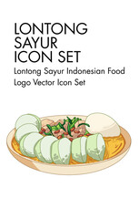 Lontong sayur indonesian snack logo vector Icon set