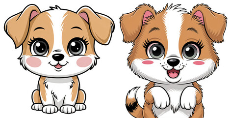 Obraz premium Cute Pastel Cartoon Dog with Sparkly Eyes on Transparent Background