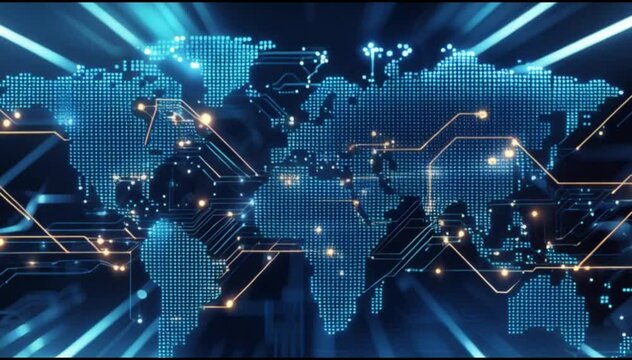 Abstract hi tech background with digital planet