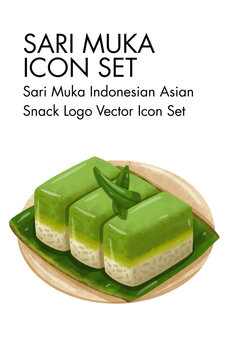 Sari muka indonesian snack logo vector Icon set 