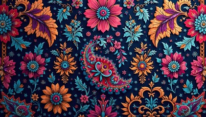 Intricate paisley pattern in rich jewel tones , wallpaper design, pattern, bohemian