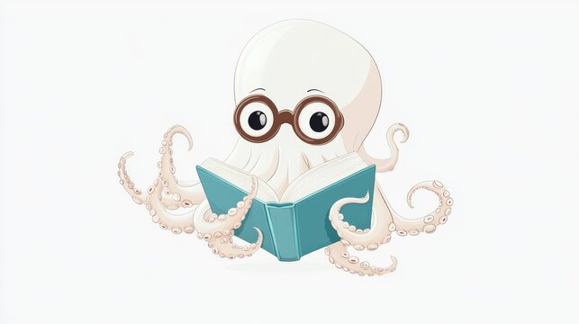 Cute octopus reading a book (1)
