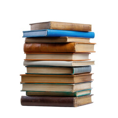 Stack of old books vintage antique study education learning knowledge on transparent background