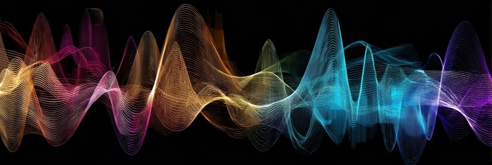 Obraz premium Colorful Signal Waves Representing AI Conversation Flow in a Dynamic Digital Environment