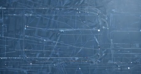 Obraz premium Abstract blue geometric shapes, lines, and engineering blueprint design , wireframe, network, digital