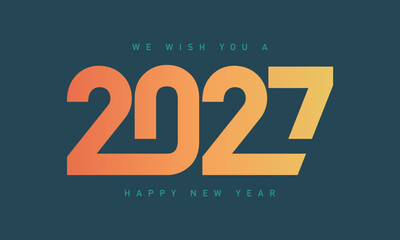2027 new year template design with soft colors on green background.