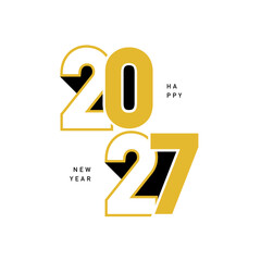 2027 new year template design with gold and black colour number.