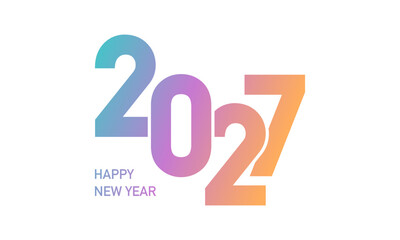 2027 new year template design with soft color numbers on white background.