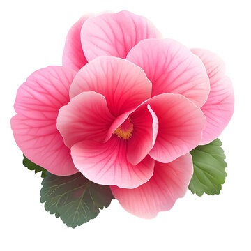 Fototapeta Realistic vector image of a bright pink begonia isolated on transparent background