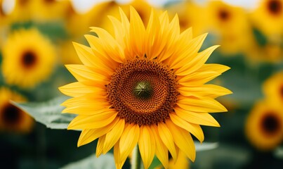 Obraz premium Vibrant Sunflower in a Field of Golden Blooms