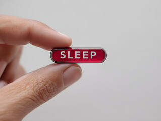 Close-Up of a Hand Holding a Red Sleep Medication Capsule