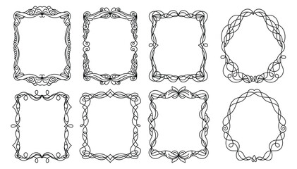 Set of hand drawn frames ornament doodle collection