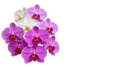 lilac orchid flowers group isolated on white background
