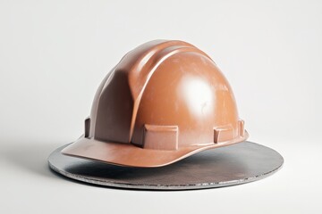 Fototapeta premium Protective headgear rests elegantly on a metallic plate.