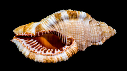 Hairy Triton Shell, Isolated on Black Background