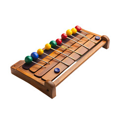 Naklejka premium Realistic vector image of a wooden xylophone with colorful mallets isolated on transparent background