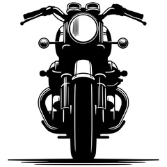 Classic custom motorcycle silhouette front view