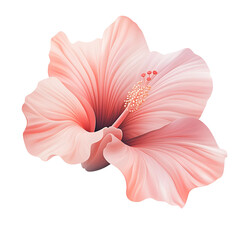 Realistic vector image of a fresh pink hibiscus isolated on transparent background