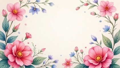 Fototapeta premium Subtle, watercolor-style floral motif on soft background , design, brushstrokes