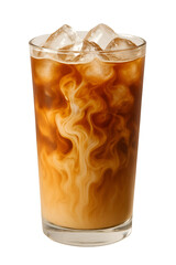 Iced Coffee with Milk Swirls in Glass