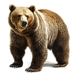 Fototapeta premium Realistic Vector Image of a Furry Brown Bear Standing Isolated on Transparent Background