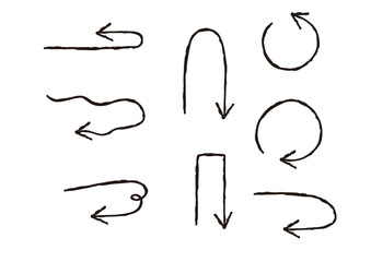 一周のイメージの矢印セット　手書き風矢印　