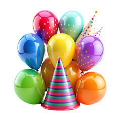 Colorful Balloons and Party Hats