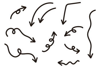 太ペンで書いたような手書き風矢印　セット