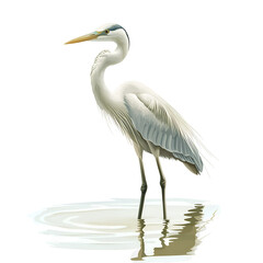 Obraz premium Realistic Vector Image of a Graceful Heron Standing Isolated on Transparent Background