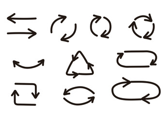 太ペンで描いたような手書き風矢印セット　エコのイメージ