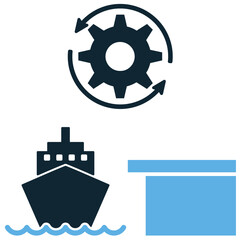 Port operations icon vector for cargo loading, freight movement, and shipment management. Ideal for harbor control, shipping coordination, and logistic site operation illustration.