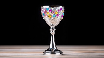 Ornate metallic goblet adorned with colorful gems