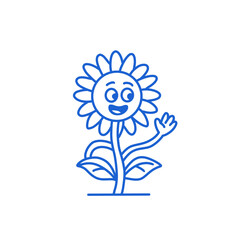 Vector logo design template and graphic element for advertising, poster, branding, banner funny cartoon flower