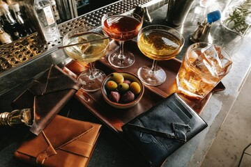 Luxurious Cocktails and Leather Goods at a