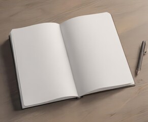 Fototapeta premium Open vertical photo album mockup with blank pages , placeholder, clean, book