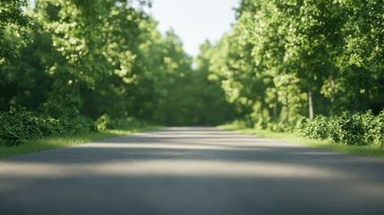 Fototapeta premium Rider Passing Through Canopy of Blooming Trees Under Warm Sunlight