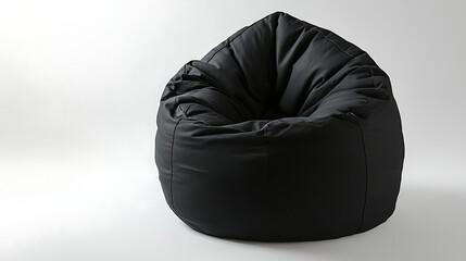 Naklejka premium A black bean bag chair sits on a white background