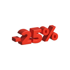 3d negative percentage red