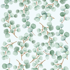 Eucalyptus Watercolor Seamless Pattern