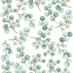 Eucalyptus Watercolor Seamless Pattern